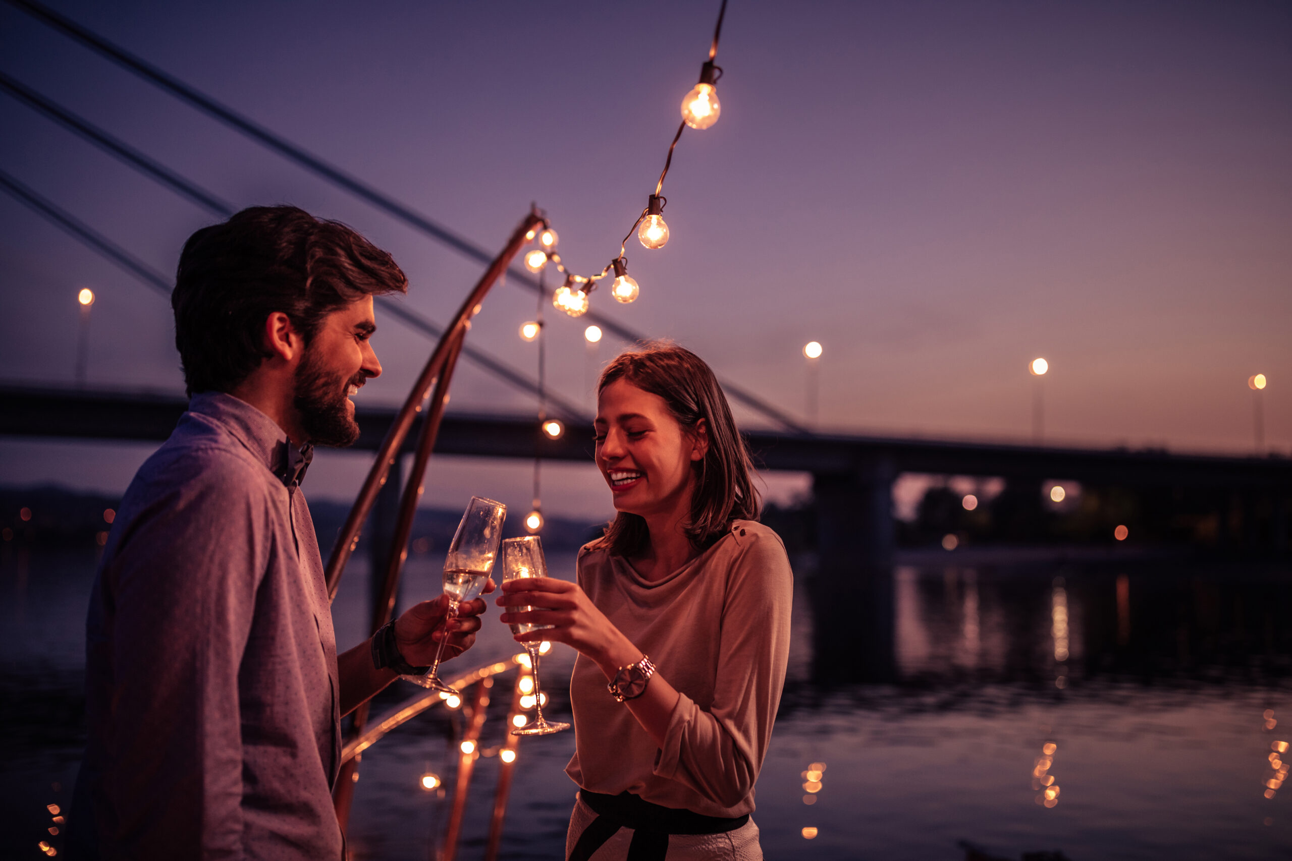 Touching Romantic Messages for Couples to Deepen Your Emotional Connection - Couple outside with wine glasses