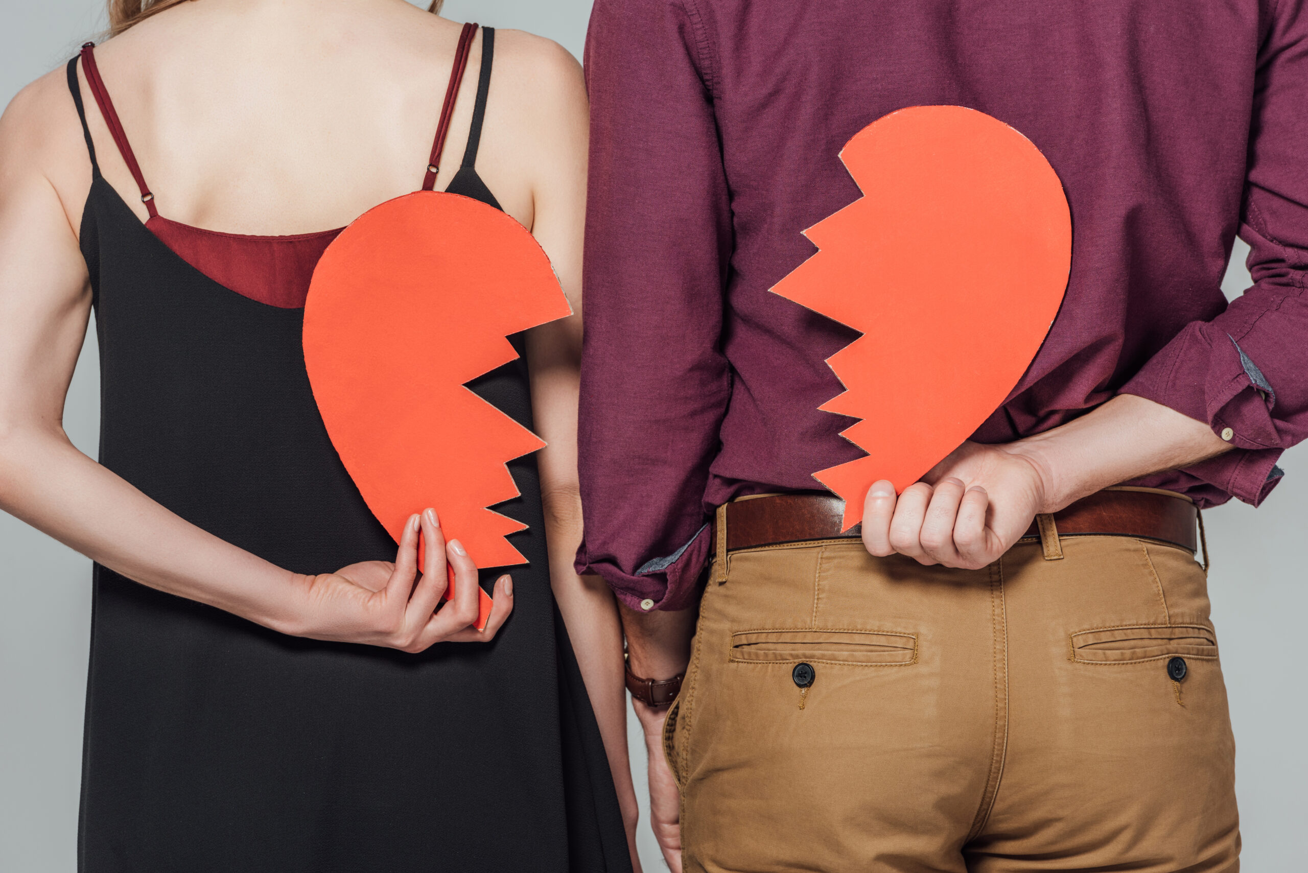 Widowed or divorced seniors date with hope - couple holding broken heart